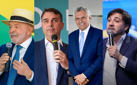 Meio/Ideia: Lula à frente de Flávio Bolsonaro, Caiado, Zema e Renan Santos em todos os cenários