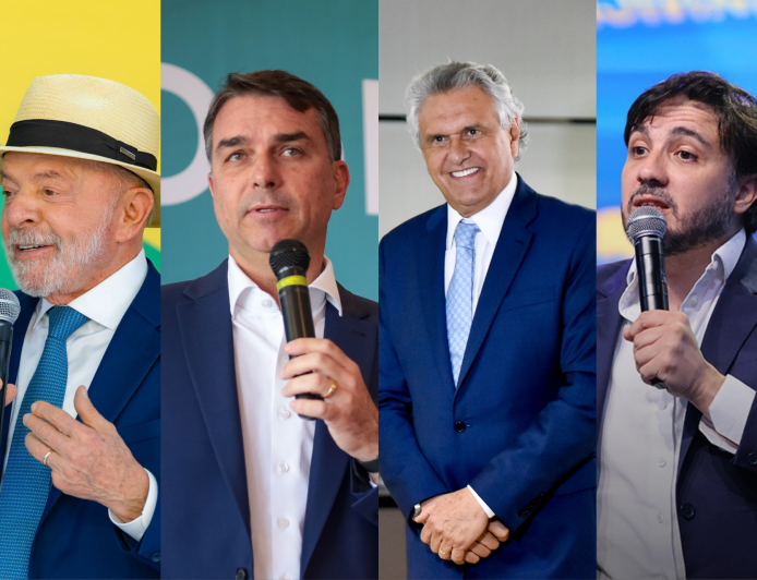 Meio/Ideia: Lula à frente de Flávio Bolsonaro, Caiado, Zema e Renan Santos em todos os cenários
