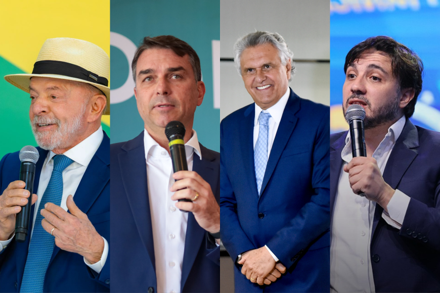 Meio/Ideia: Lula à frente de Flávio Bolsonaro, Caiado, Zema e Renan Santos em todos os cenários